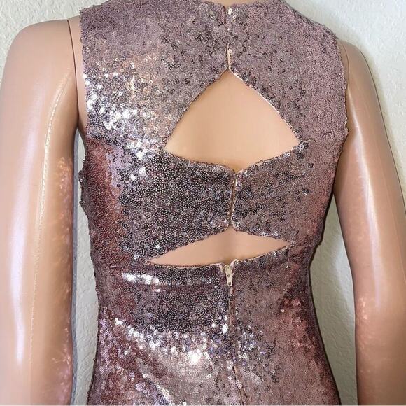 Speechless dress mini dusty pink all over sequined form fitting high neck SZ 1 - Picture 8 of 10